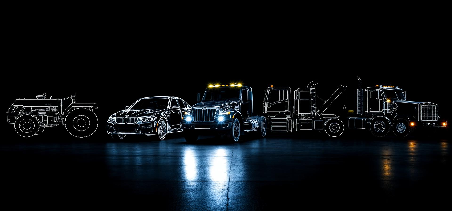 Wireframe renders of vehicle structures engineered by Linamar Structures Group